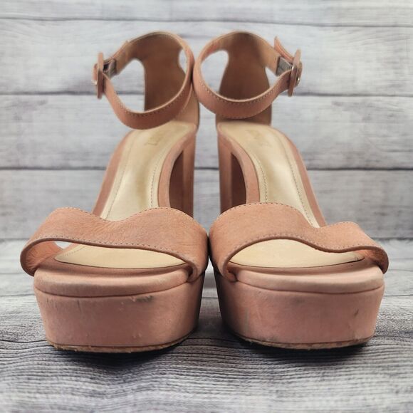 Schutz Women's Platform Block Heels Shoes Blush Suede Ankle Strap 8.5B - Picture 4 of 12